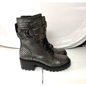 DKNY Basia Buckled Combat Boot In Gunmetal Color Women’s 8.5 New